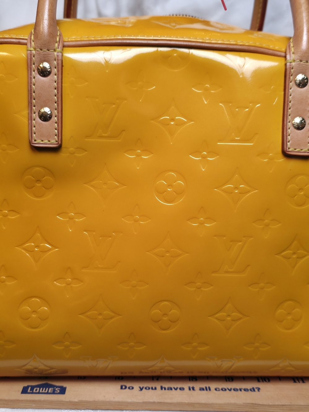 Louis Vuitton Yellow Monogram Vernis Thompkins Square Bowling Top Handle Tote - Picture 10 of 10